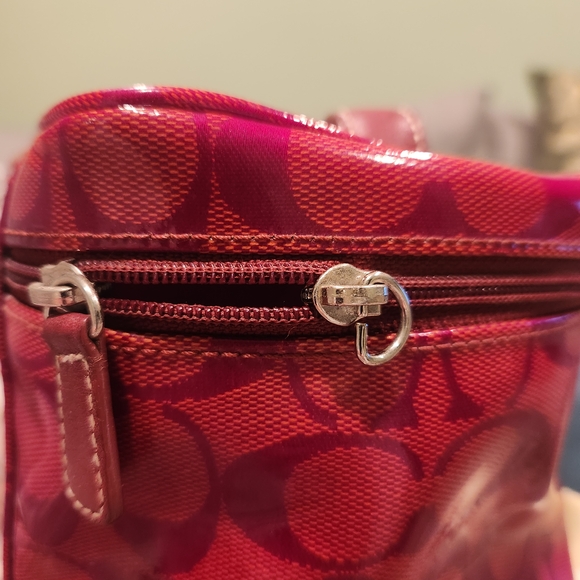 Red Coach Signature Vinyl Toiletry Bag - Picture 3 of 7